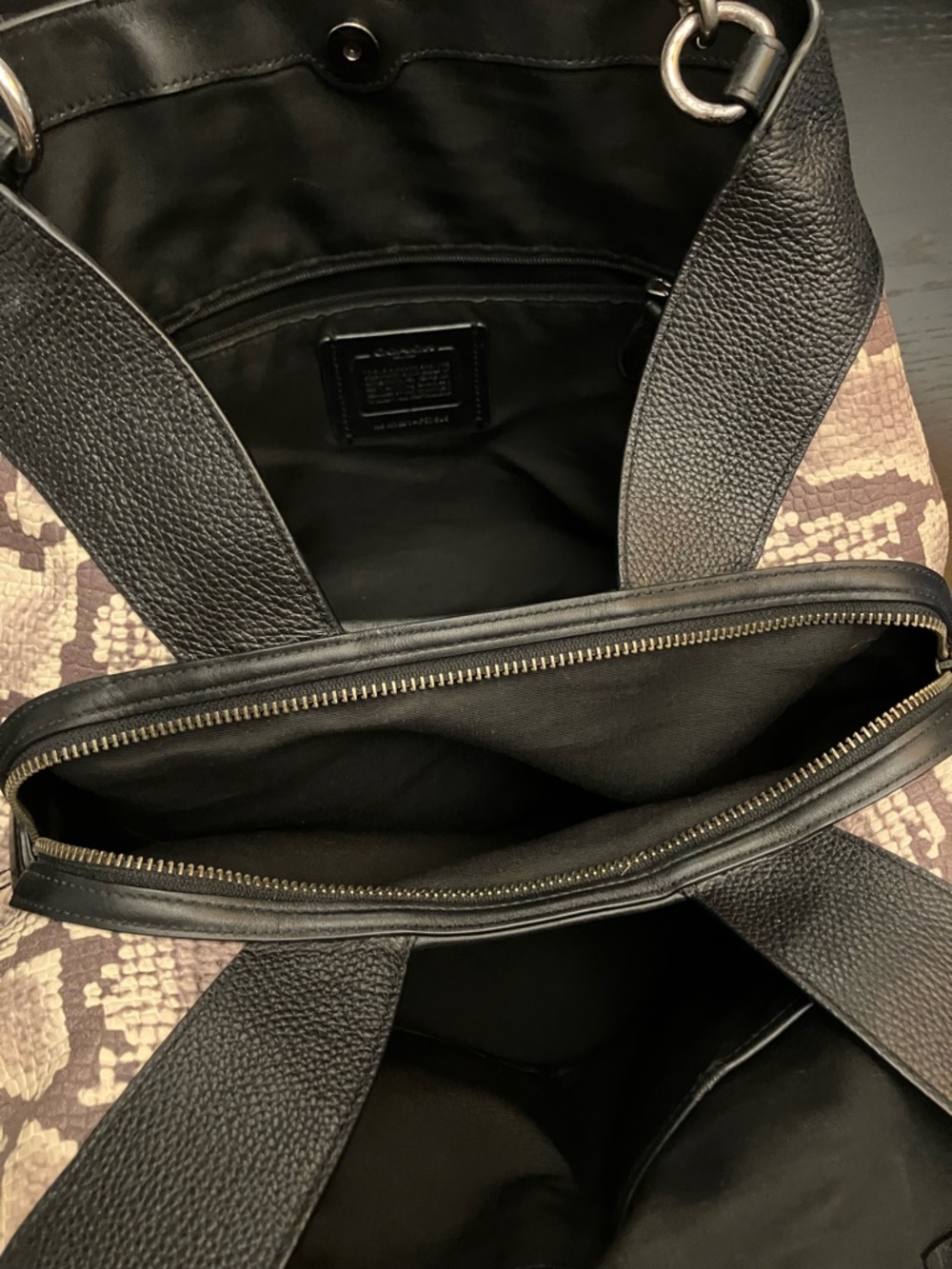 Coach Black Leather Lexy Shoulder Bag Snake Embossed - Picture 12 of 13